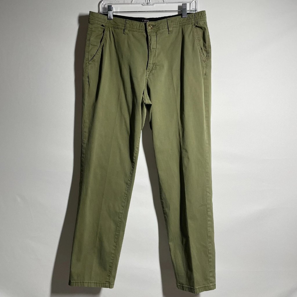 Curvy Apparel Womens Olive Green Straight Leg Classic Comfy Chino Pants Sz 12/31